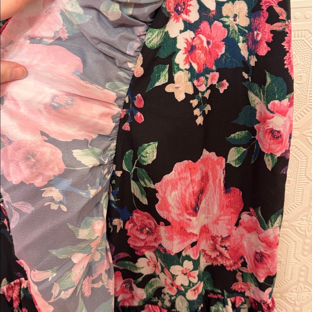Eliza J Two Piece Set Black Top and Pink Floral Skirt Size 12 - Picture 5 of 16